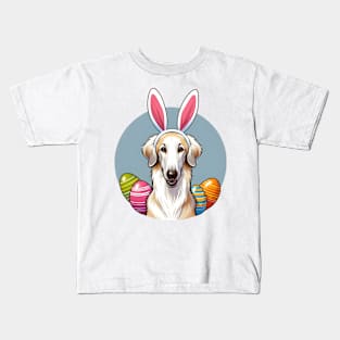 Sloughi with Bunny Ears Embraces Easter Morning Kids T-Shirt